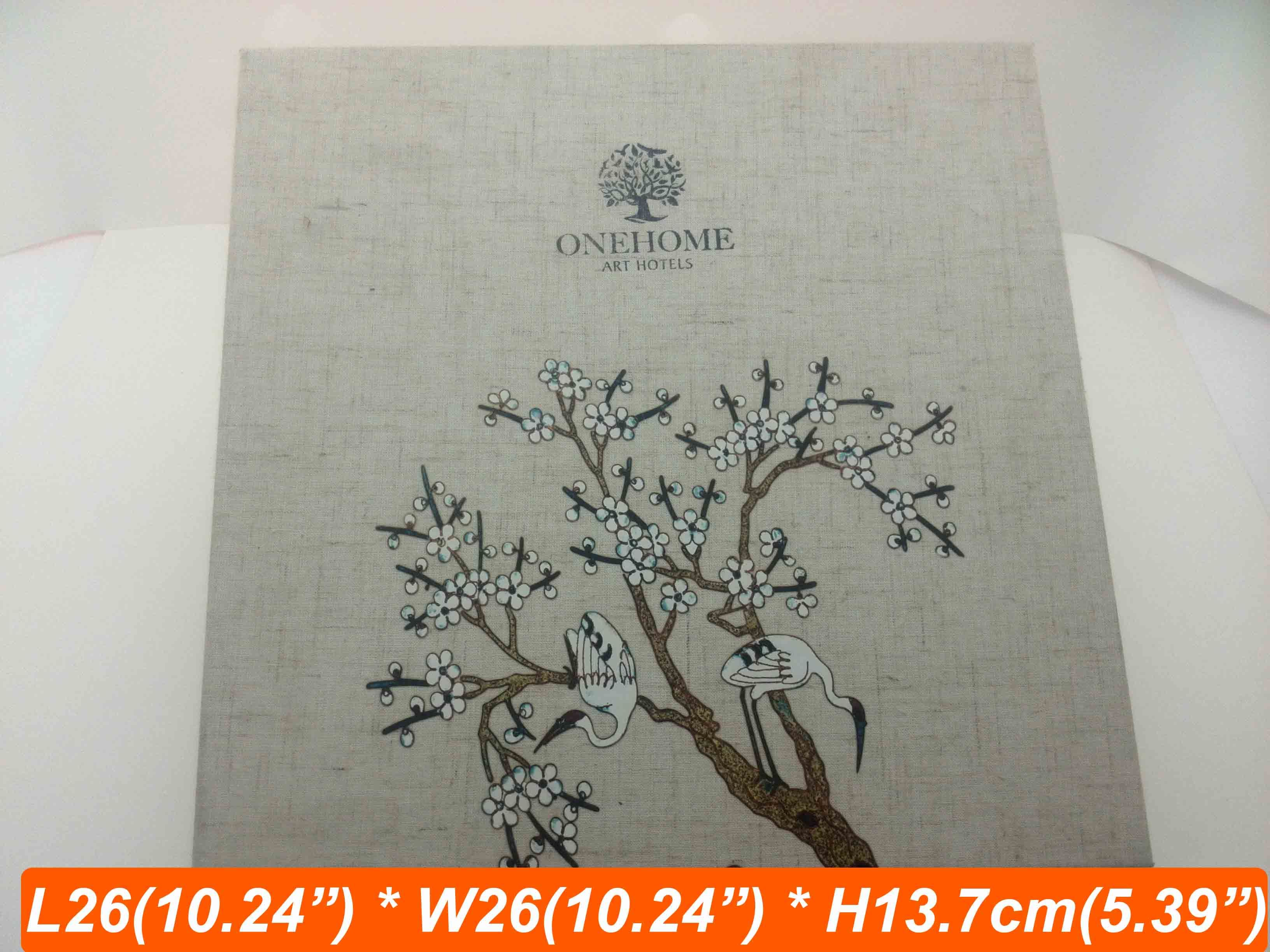 Fabric Linen Natural Color Linen Box Tree Printing Wood Box