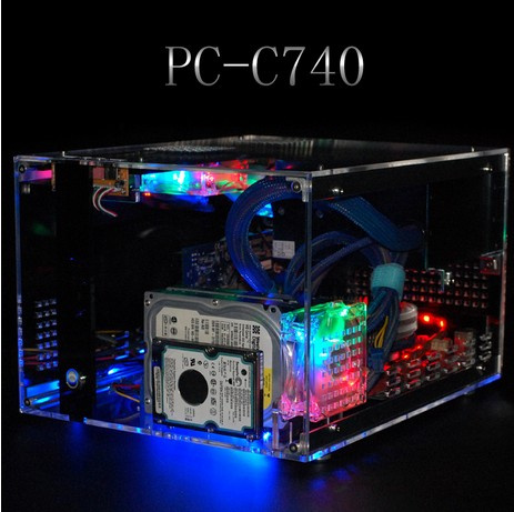 QDIY  PC-C740 New Arrival on Sale Personalized Horizontal Microatx PC Acrylic Transparent Desktop Computer Case