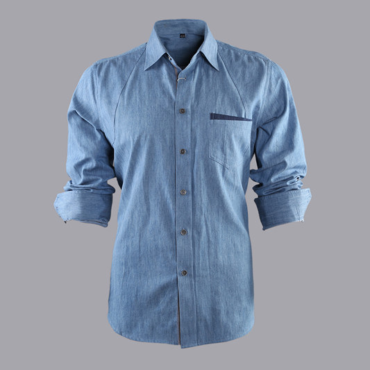100% Cotton/Denim Fabric/ Garment Wash/Men's Casual Shirts