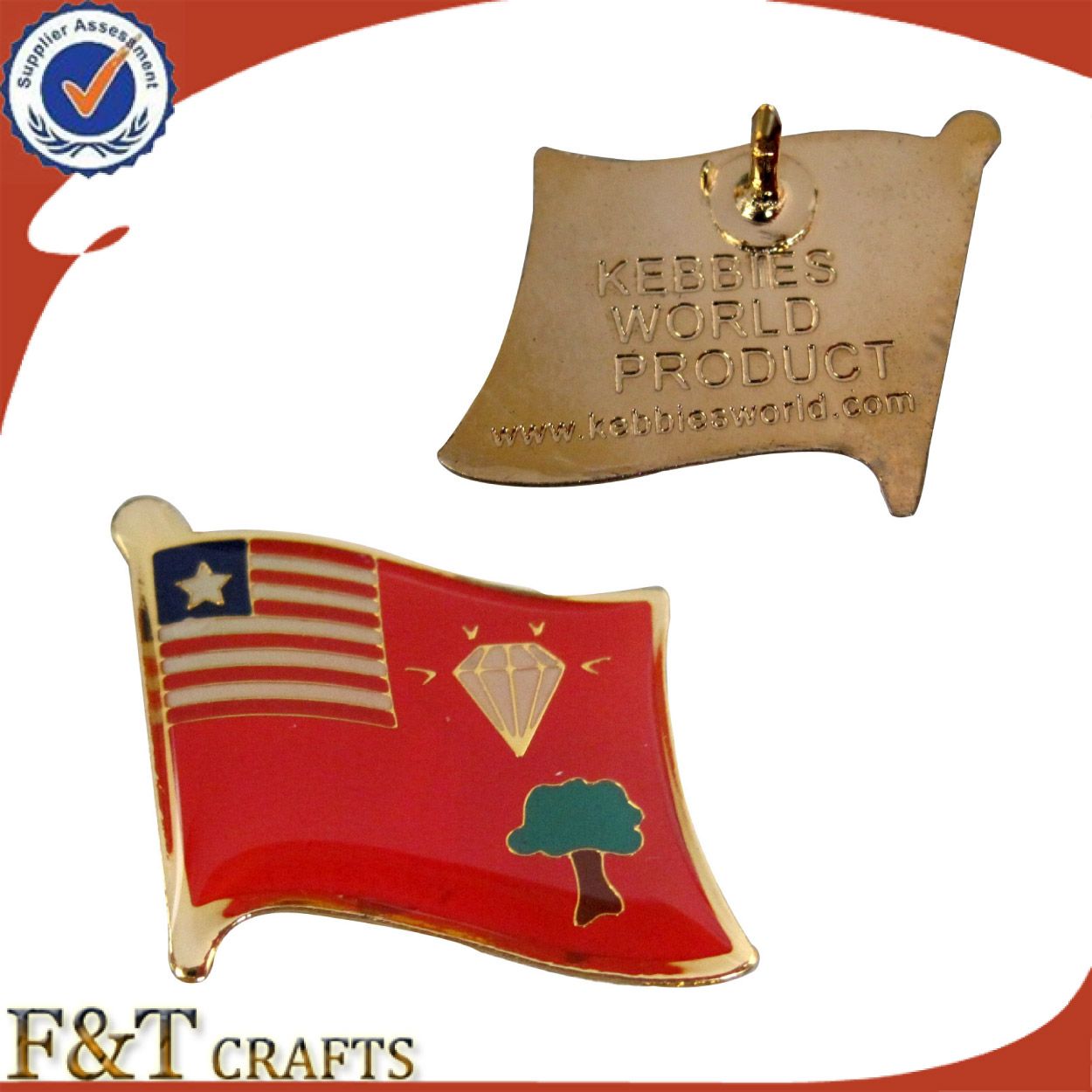 Custom Soft Enamel Epoxy Etching Flag Badge/Flag Badge/Badge Pin