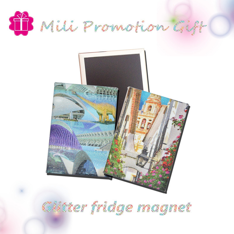 Glitter 6PCS Set of Tinplate Fridge Magnet Promotional Gift
