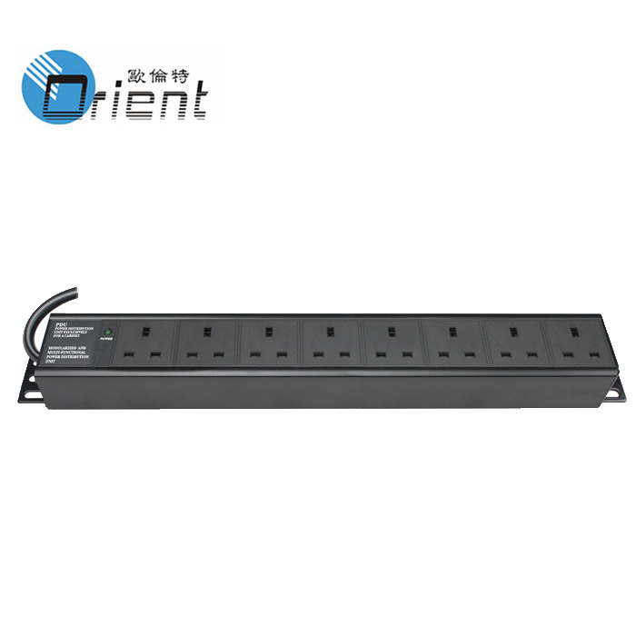 1.5u 8 Ways UK PDU with Power Indicator Light (ORT-UK1590-8-LT)