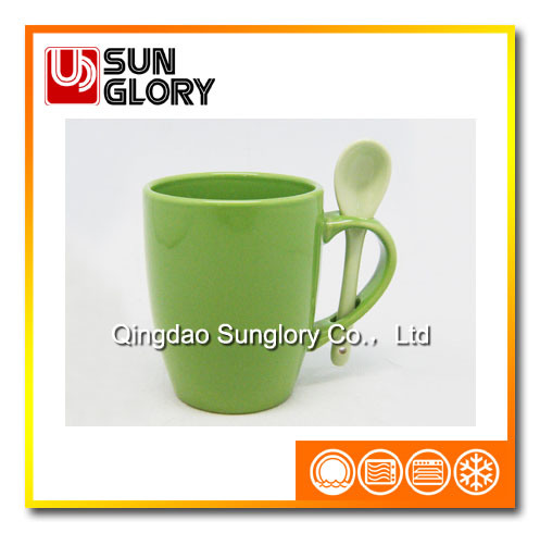 Glazed Porcelain Mug with Spoon Chb006