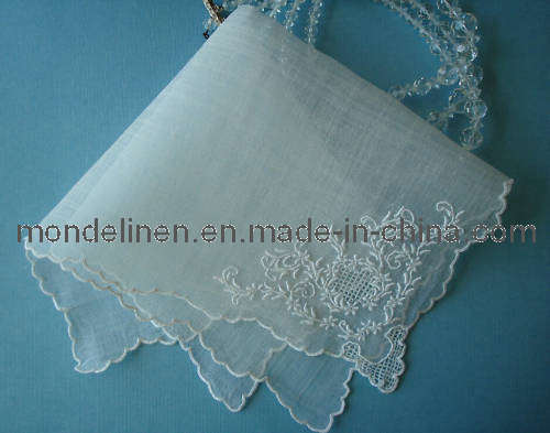 Linen Handkerchief with Embroidery on Corner (LH-01)