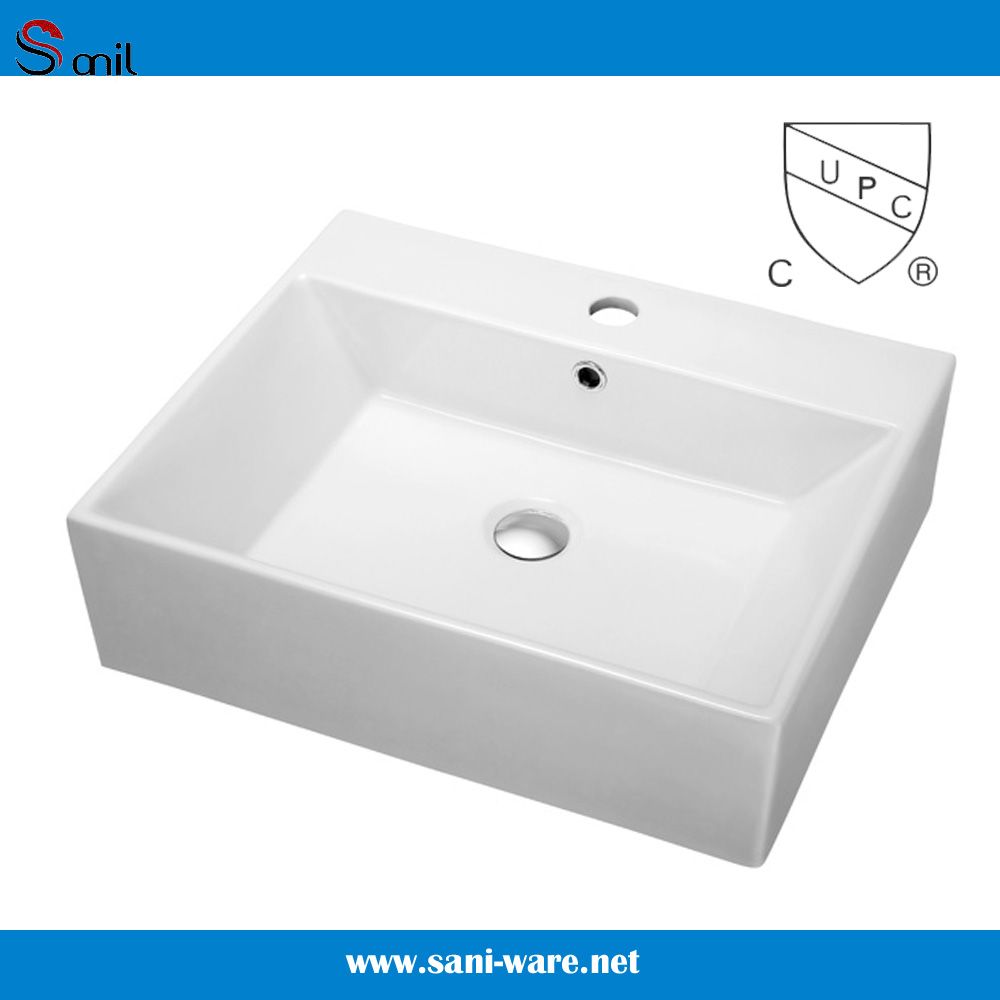 Rectangular Ceramic Artificial Bathroom Sinks with Cupc Certification (SN107-016)