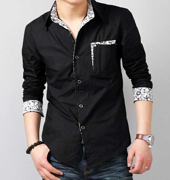 Casual Long Sleeve Cotton Polyester Mens Shirt