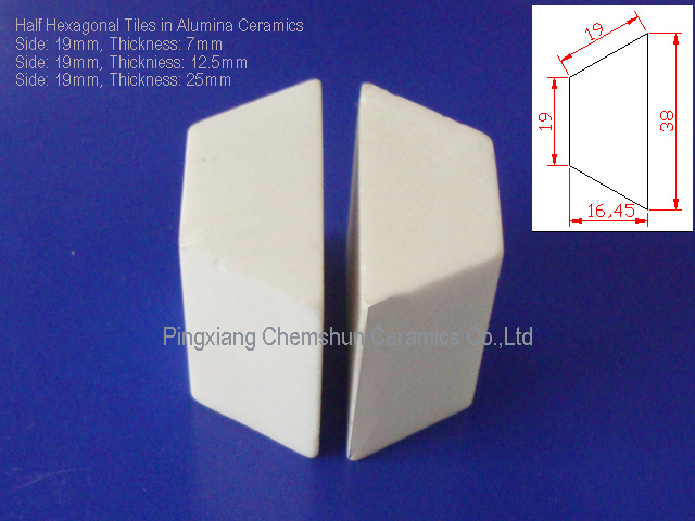 Alumina Ceramic Half Hexagonal Tile 19X38 Manufacturer/Wear Reistant Alumina Lining Tile