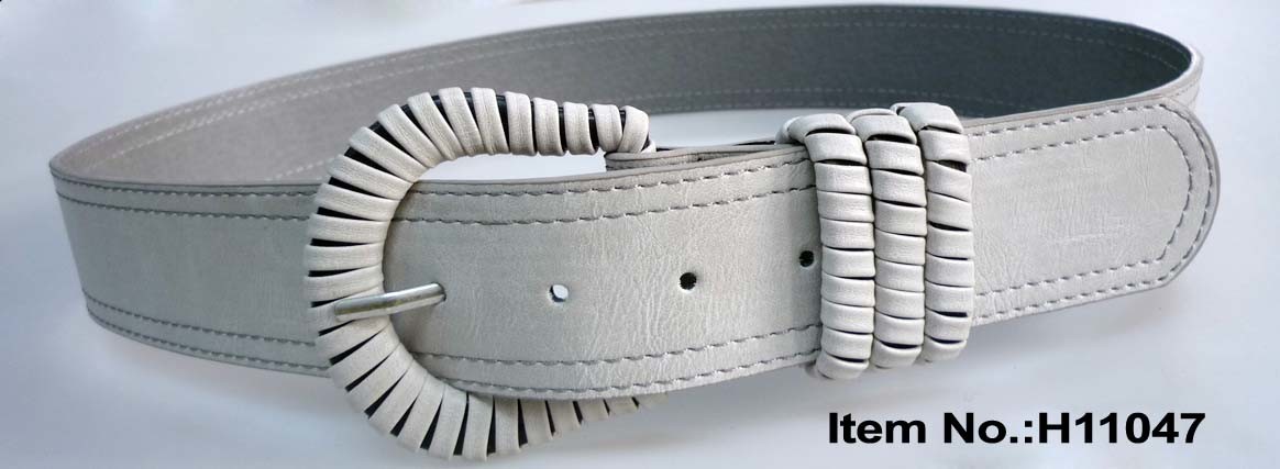 White Simple Style Leather Belt