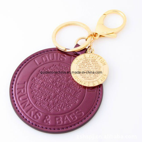 Custom Made Leather Key Chain with Metal Charm (LK74)