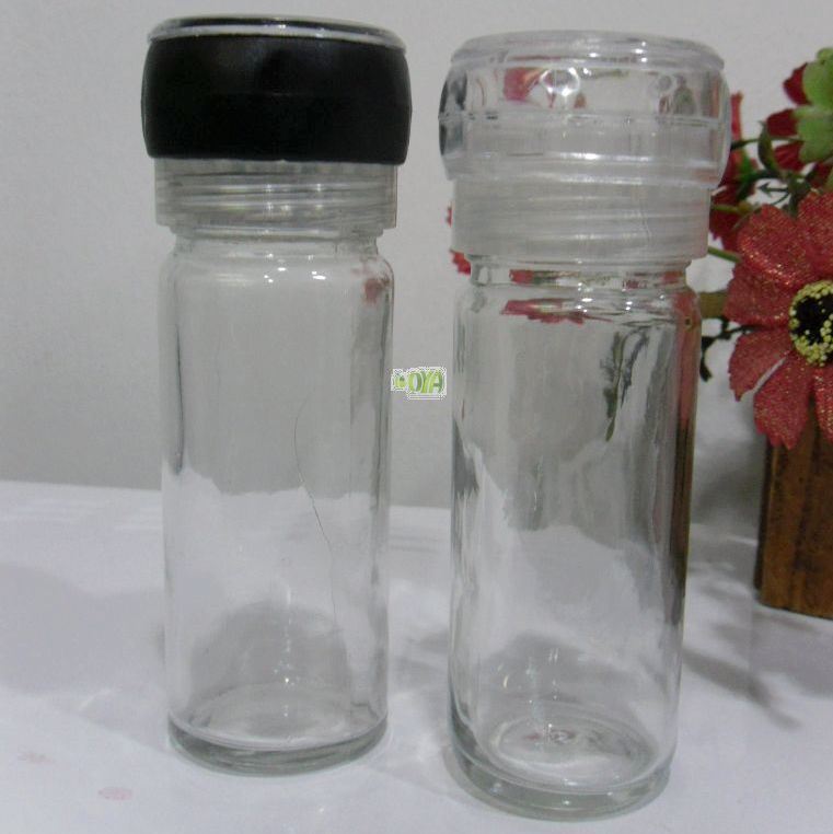 50-150ml Clear Glass Spice Bottle with Grinder Cap