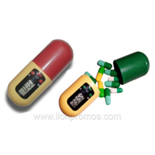 Travel Gift Capsular Shape Digital Pill Box with Timer
