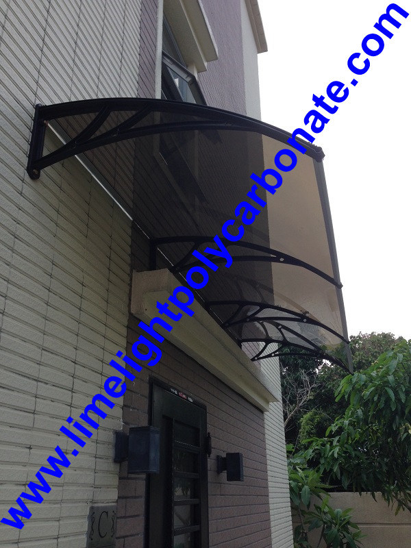 Black Bracket DIY Awning with Bronze Polycarbonate Solid Sheet, Door Canopy, Window Awning, PC Awning, Polycarbonate Awning, Door Awning, DIY Window Canopy Shed