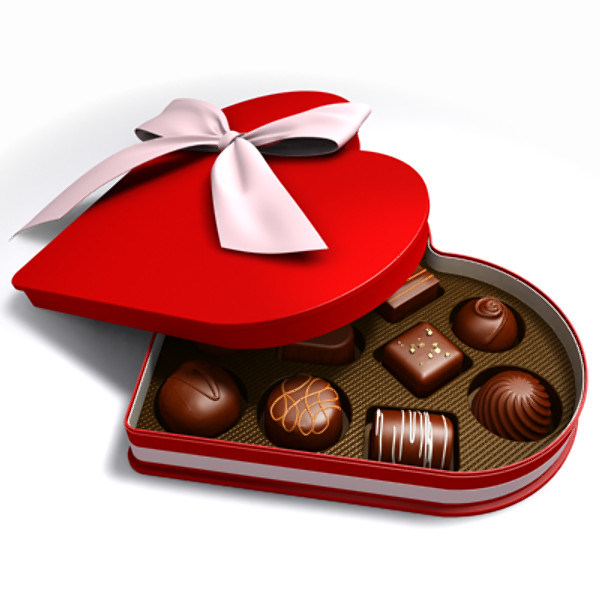 Chocolate Heart Shape Box with Ribbon