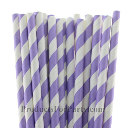 Eco-Friendly Lilac Striped Paper Straw for New Year Party Decoration