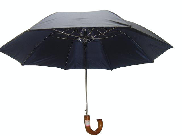 Auto Open Wood Curved Handle 2 Folding Umbrella (2FU004)