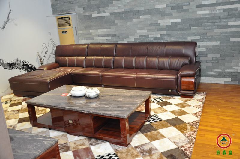 Living Room Sofa, Grain Leather Furniture, Leather Corner Sofa (SF474)