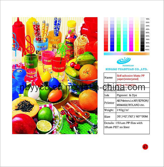 Self Adhesive Matte PP Paper (waterproof) 