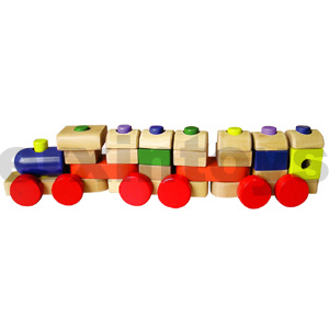 Wooden Stacking Train with Colorful Blocks (80098)