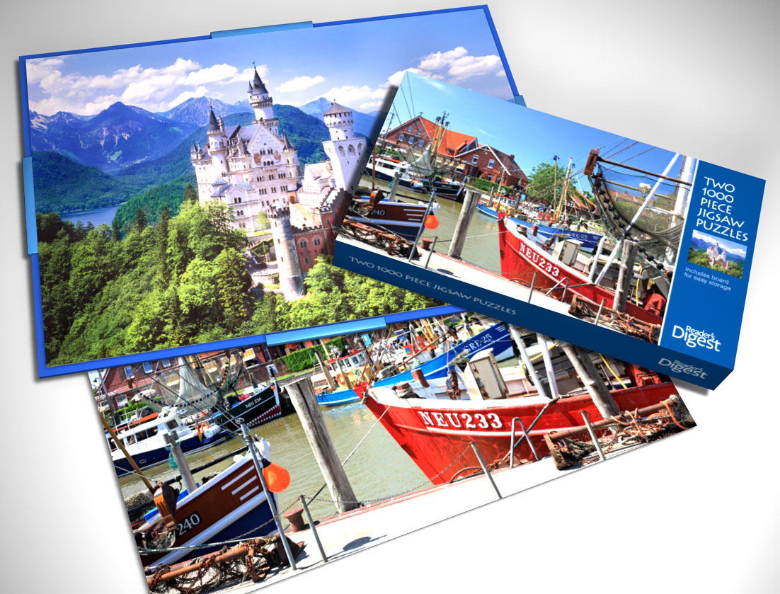 Two 1000PCS Jigsaw Puzzle in One Box, 2 in 1 Puzzle