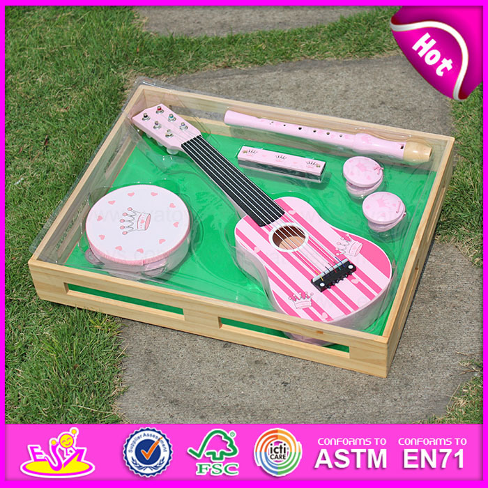 2015 Educational Toy Music Set Toy, Kids Wooden Set Toy Instrument Music, Included Guitar, Flute, Drum, Harmonic, Castanet W07A035