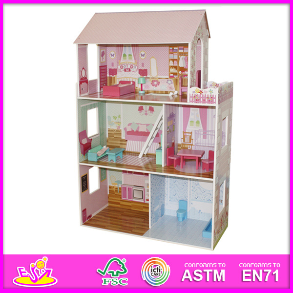 2014 Children Toy, Beartiful Princess Wooden Doll House, Hot Sale Kids Toys, High Quality Children Toys W06A044