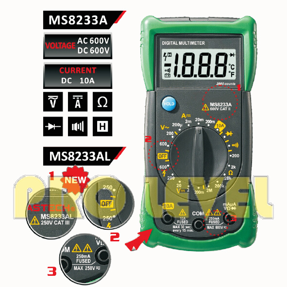 2000 Counts Pocket Digital Multimeter (MS8233AL)
