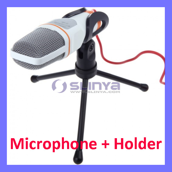 Mic Wired Condenser Microphone with Holder Clip for Chatting Singing Karaoke PC Laptop