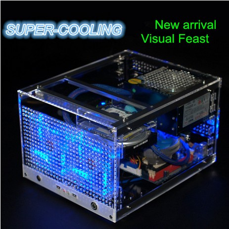 Qdiy PC-C670 Cool Fighter Super-Cooling Personalized Horizontal M-ATX / Mini-Itx PC Acrylic Transparent Desktop Computer Case