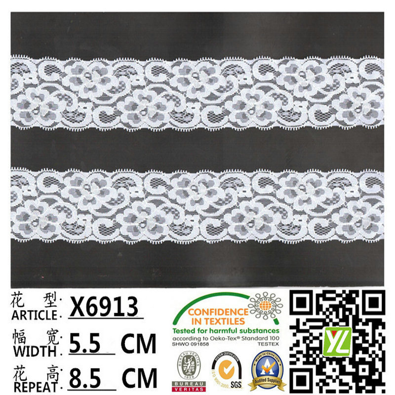 Knitted Jacquard Elastic Stretch Design Nylon Elastic Lace