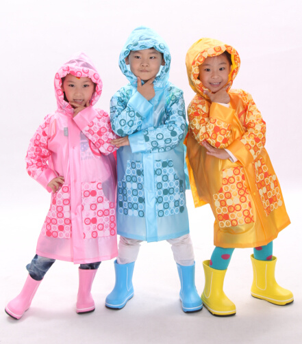 Kids Colorful Dots Long Raincoat with Reflective Strip