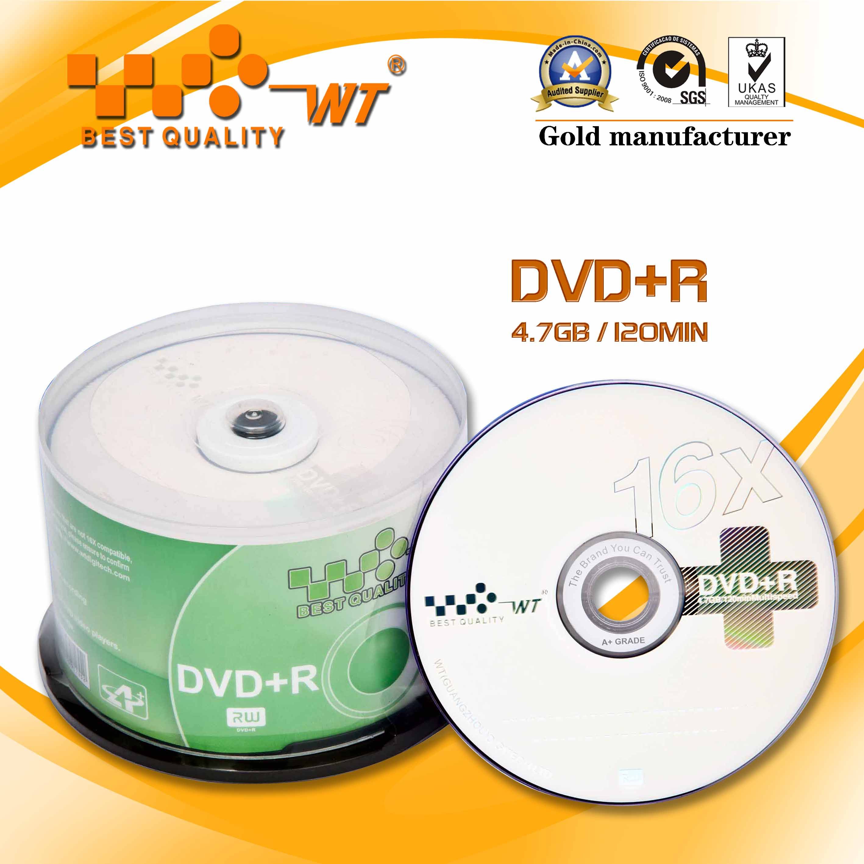 DVD+R 16x 120min with Capacity 4.7GB The Largest Blank Disc