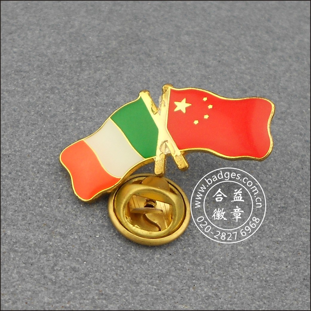 Italian and Chinese Flag Badge, Lapel Pin (GZHY-LP-002)