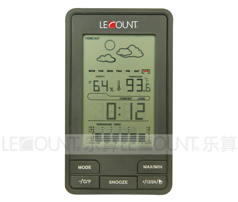 Weather Station Clock with Indoor Thermometer and Hygrometer Display (LC844)