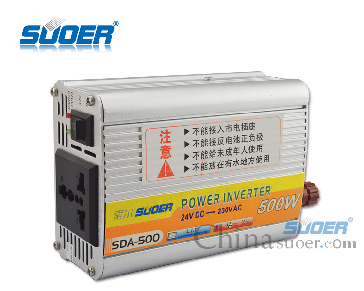 Suoer Power Inverter 500W Solar Power Inverter 24V to 220V Auto Power Inverter for Home Use (SDA-500B)