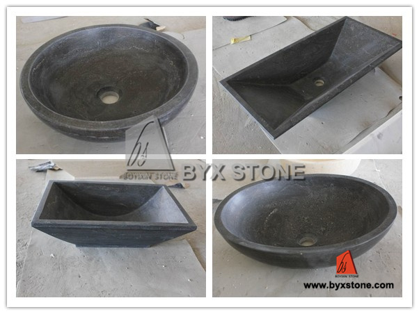 Bluestone / Black Limestone Stone Sink for Bathroom