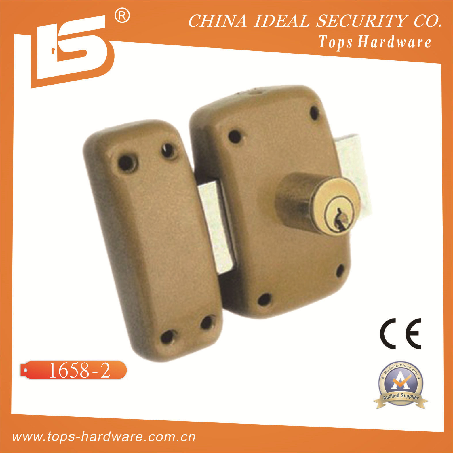 Security High Quality Door Rim Lock (1658-2)