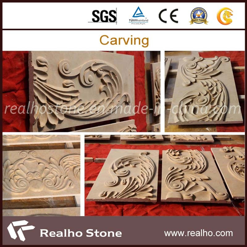 Imperial Gold Marble Embrassed Stone Carvings for Wall Decoration
