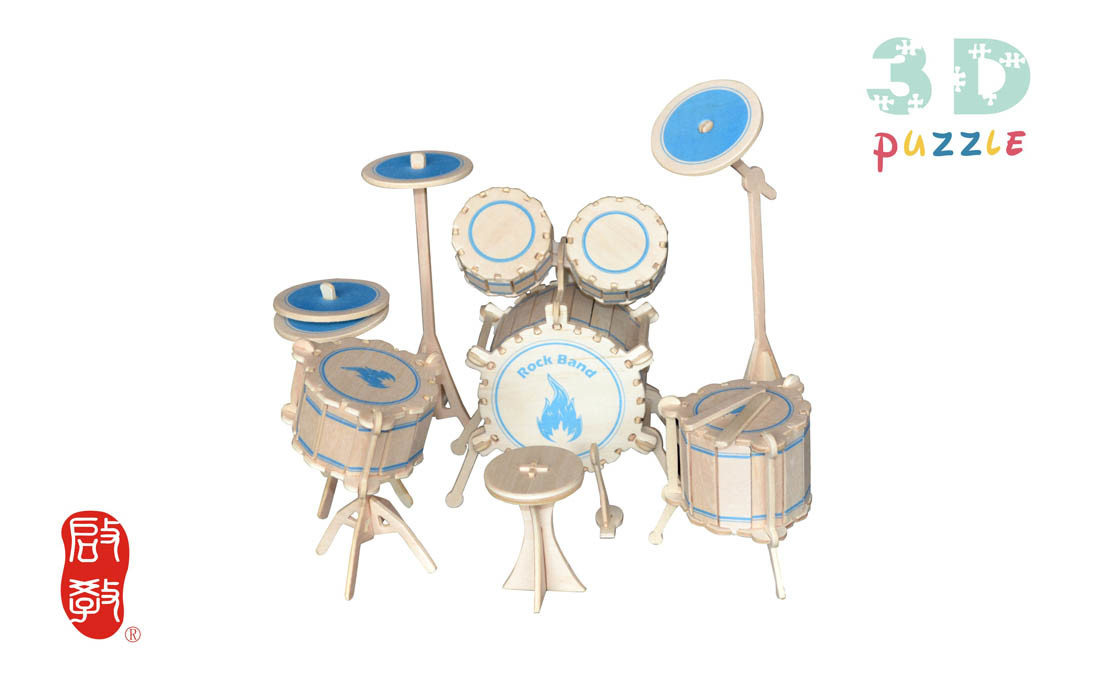 3D Wooden Simulate Models Musical Instrument The Drums