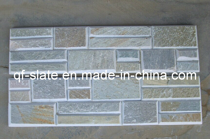 3D Decorative Chamfering Ivory Slate Quartz Stone Cladding