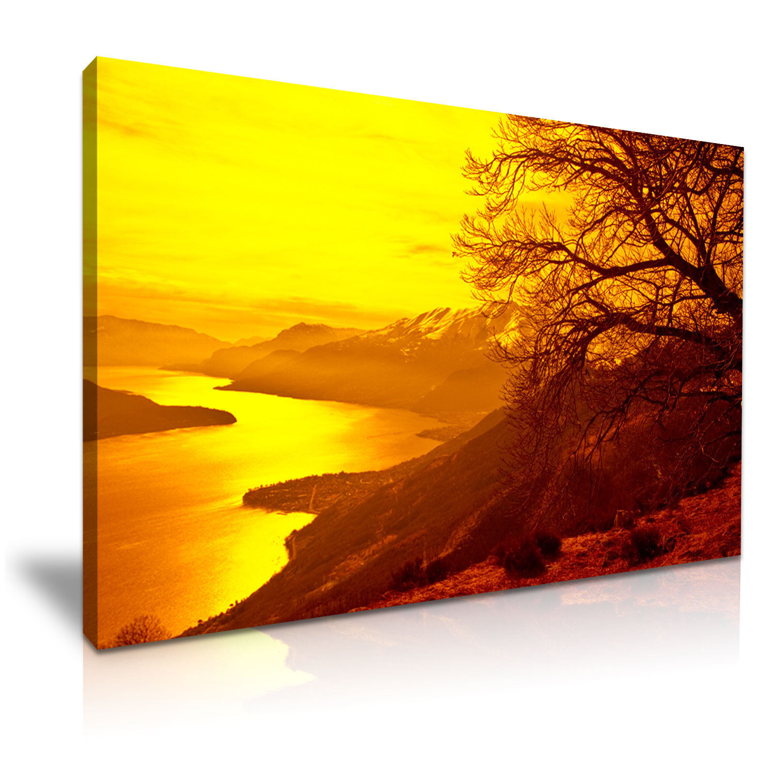 Golden Evening Twilight Canvas Printed Painting for Wall Decoration