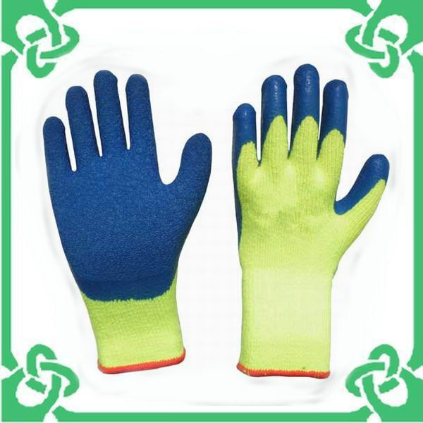 Blue Green Crinkly Work Glove with Warm Liner