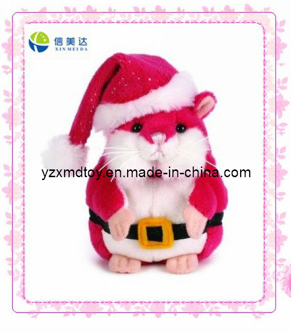 Plush Christmas Mouse with Santa Hat Toy (XMD-0096C)