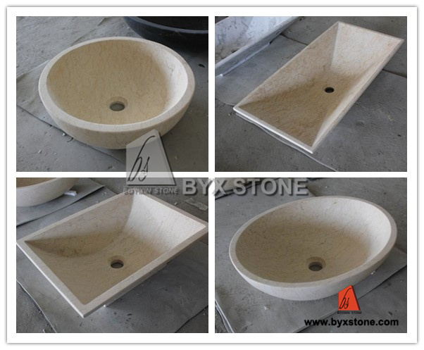 Beige Marble Stone Bathroom Sink / Washbasin / Kitchen Sink