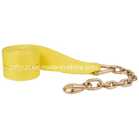16200lb. Winch Strap/ Ratchet Strap with Metal Chain Anchor