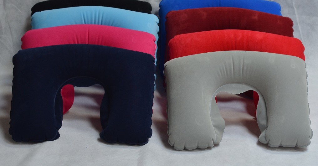 Factory Sale Promotion U Shape Flocked Travel Inflatable Neck Pillow