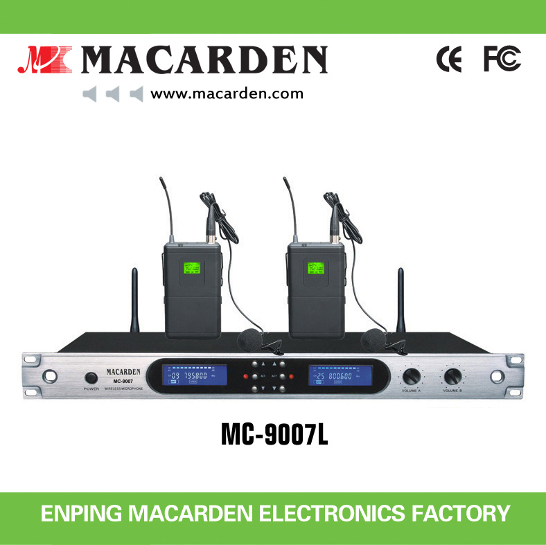 UHF Pll Dual Channel Wireless Label Microphone (MC-9007L)