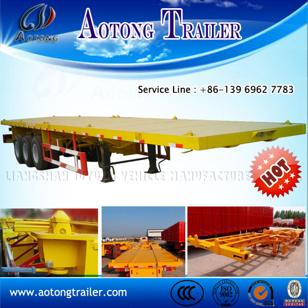 40 Feet Hight Quality 3-Axles Container Flatbed Semi Trailer