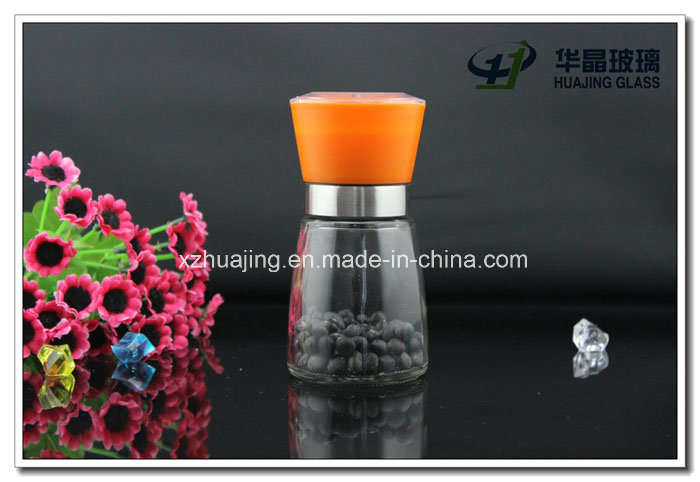 170ml Empty Clear Spice Glass Grinder Bottle with ABS Cap