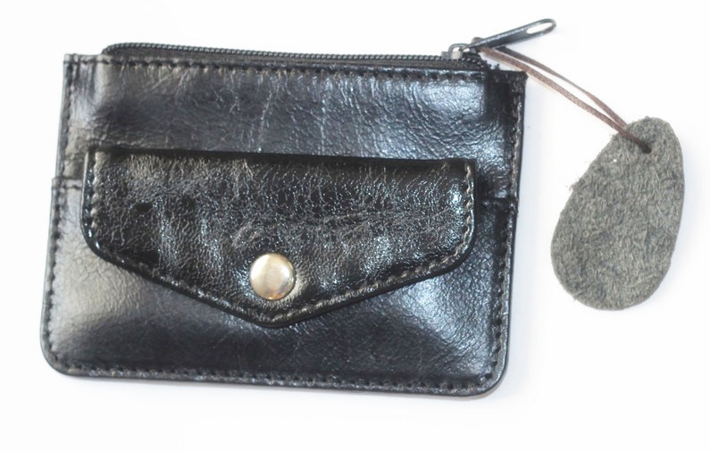 Genuine Leather Bijou Black Coin Wallet