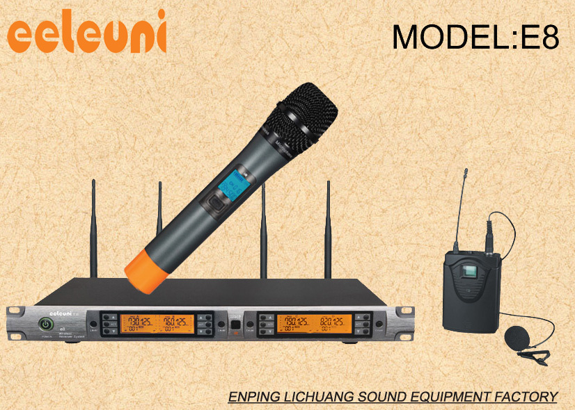 Clear LCD Display Indicator Professional UHF 4-CH Wireless Microphone